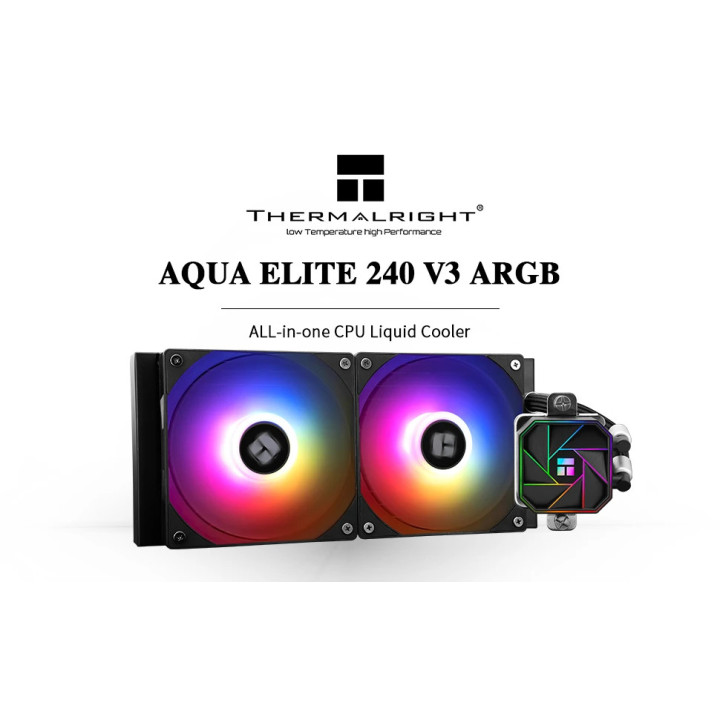 Водно охлаждане за процесор Thermalright Aqua Elite 240 Black A-RGB V3, LGA1851/LGA1700/AM5 - AQUA-ELITE-240-BK-ARGB-V3