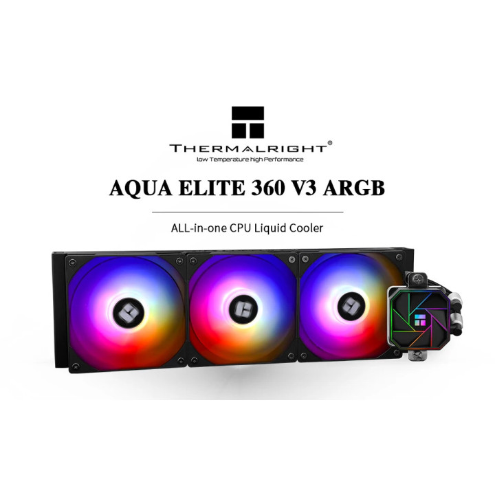 Водно охлаждане за процесор Thermalright Aqua Elite 360 Black A-RGB V3, LGA1851/LGA1700/AM5 - AQUA-ELITE-360-BK-ARGB-V3