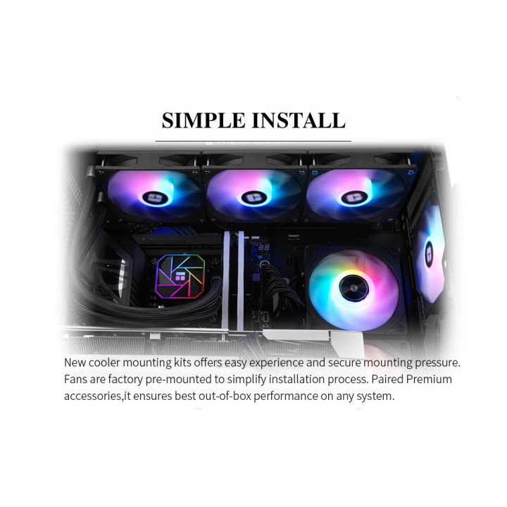 Водно охлаждане за процесор Thermalright Aqua Elite 360 Black A-RGB V3, LGA1851/LGA1700/AM5 - AQUA-ELITE-360-BK-ARGB-V3