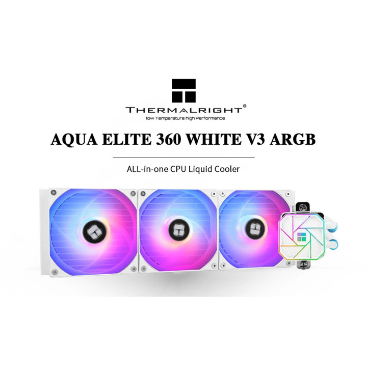 Водно охлаждане за процесор Thermalright Aqua Elite 360 White A-RGB V3, LGA1851/LGA1700/AM5 - AQUA-ELITE-360-WH-ARGB-V3