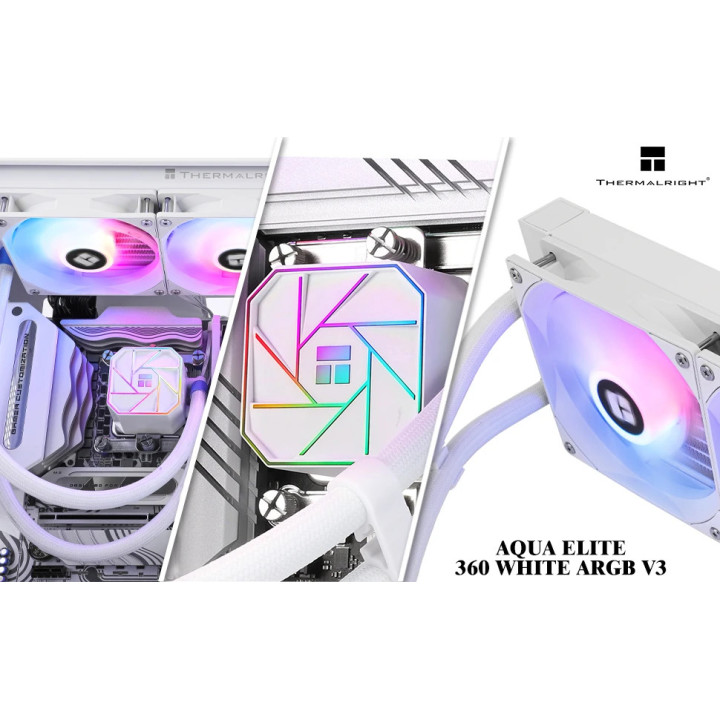Водно охлаждане за процесор Thermalright Aqua Elite 360 White A-RGB V3, LGA1851/LGA1700/AM5 - AQUA-ELITE-360-WH-ARGB-V3