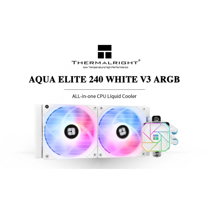 Водно охлаждане за процесор Thermalright  Aqua Elite 240 White A-RGB V3, LGA1851/LGA1700/AM5 - AQUA-ELITE-240-WH-ARGB-V3