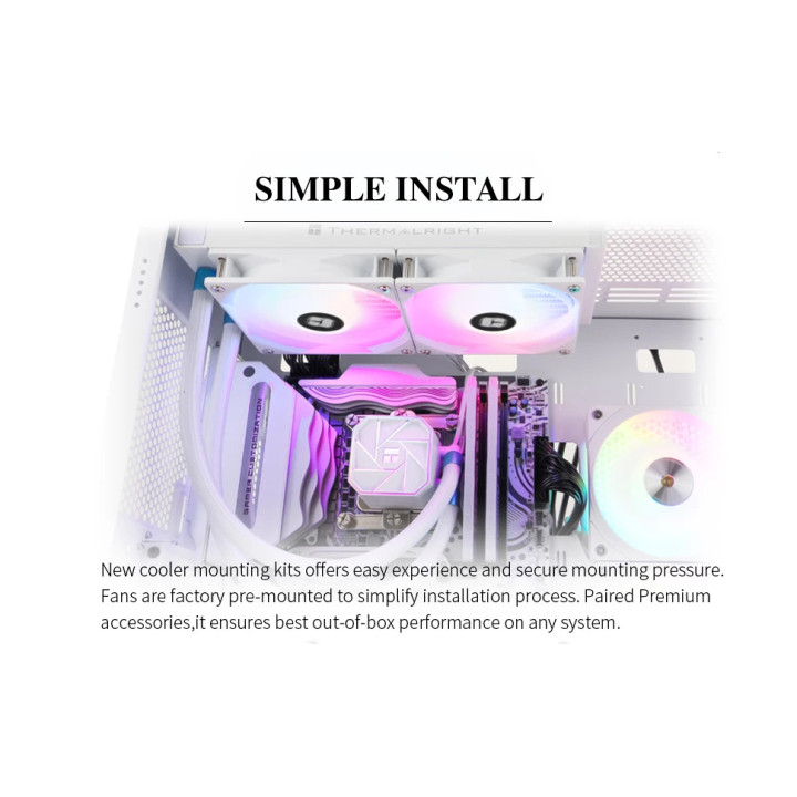 Водно охлаждане за процесор Thermalright  Aqua Elite 240 White A-RGB V3, LGA1851/LGA1700/AM5 - AQUA-ELITE-240-WH-ARGB-V3