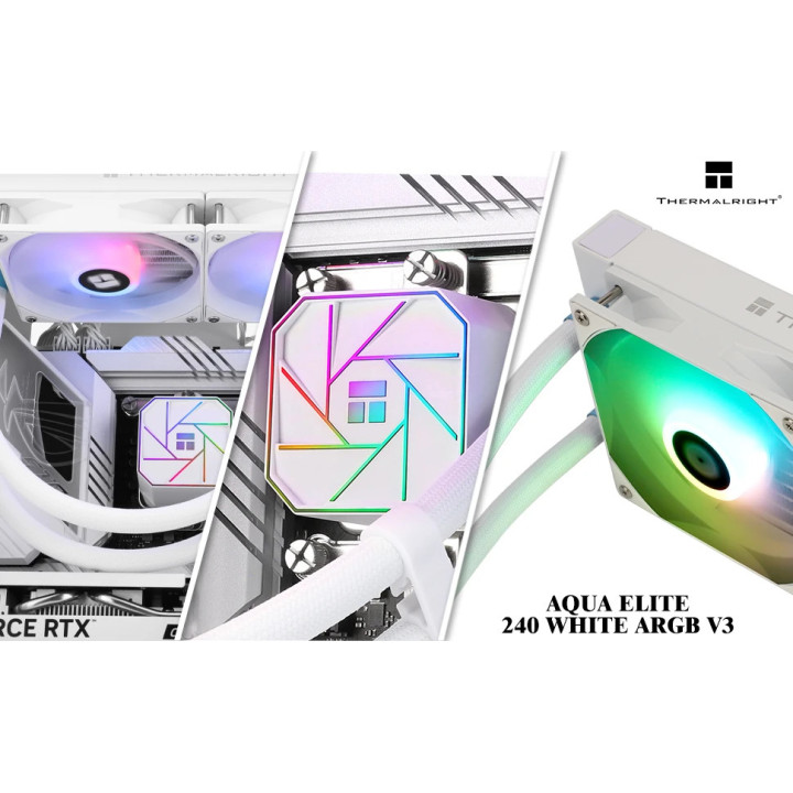 Водно охлаждане за процесор Thermalright  Aqua Elite 240 White A-RGB V3, LGA1851/LGA1700/AM5 - AQUA-ELITE-240-WH-ARGB-V3