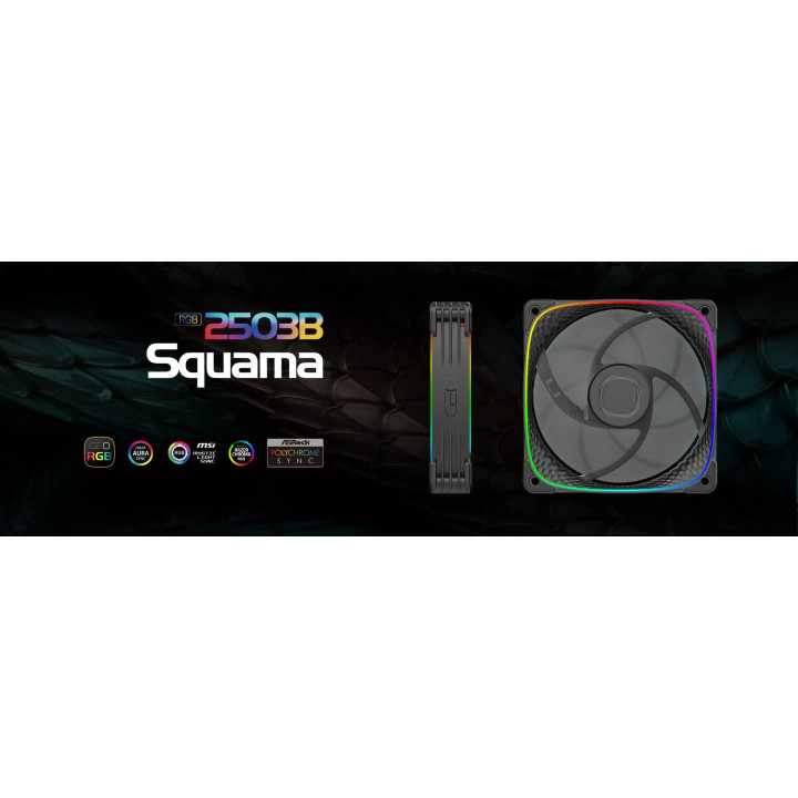Комплект вентилатори Geometric Future Squama 2503B Black, Pack 3-in-1  - 1F2503B312000