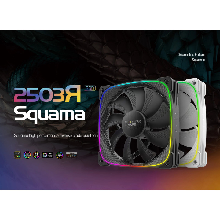 Вентилатор Geometric Future Squama 2503R, REVERSE Fan, 120mm, ARGB, White - 1F2503R112011