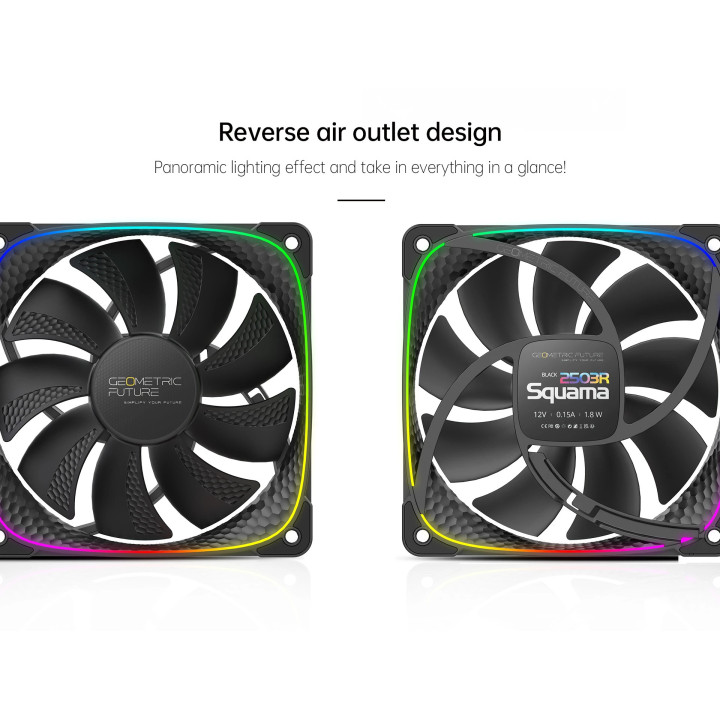 Вентилатор Geometric Future Squama 2503R, REVERSE Fan, 120mm, ARGB, White - 1F2503R112011