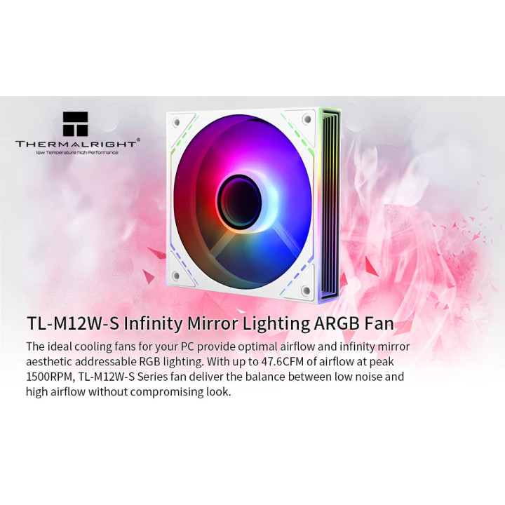 Вентилатор Thermalright Infinity Mirror aRGB Lighting, White, 120mm  - TL-M12W-S