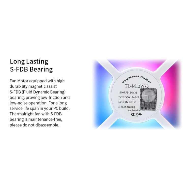 Вентилатор Thermalright Infinity Mirror aRGB Lighting, White, 120mm  - TL-M12W-S