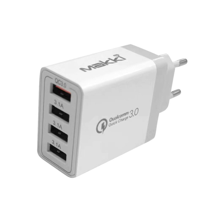 Бързо зарядно Makki Fast Charger, QC3.0 3xUSB 30W White - MAKKI-QC48W4