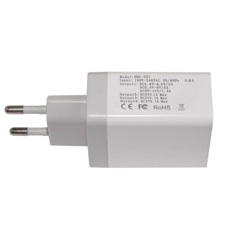 Бързо зарядно Makki Fast Charger, QC3.0 3xUSB 30W White - MAKKI-QC48W4