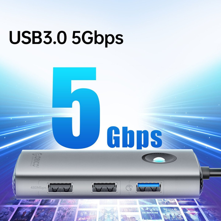 Докинг станция Orico Docking Station Type-C Power Distribution 60w, HDMI, USB3.0 x1, USB2.0 x1 - PW11-5P-GY-EP