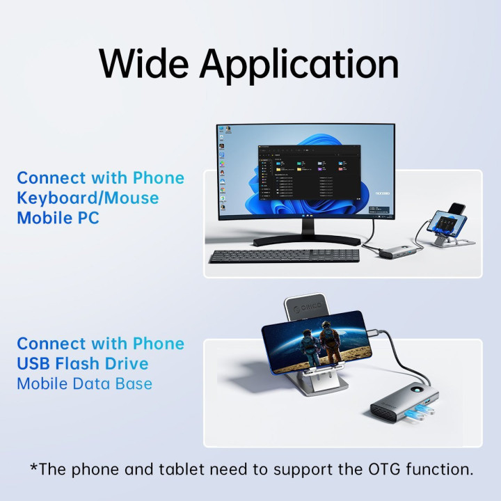 Докинг станция Orico Docking Station Type-C Power Distribution 60w, HDMI, USB3.0 x1, USB2.0 x1 - PW11-5P-GY-EP