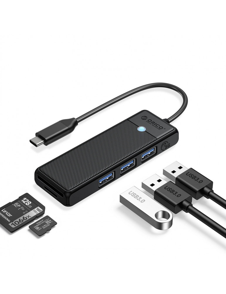 Хъб Orico USB3.1 Type-C, 3 x USB3.0, SD, TF - PAPW3AT-C3-015-BK