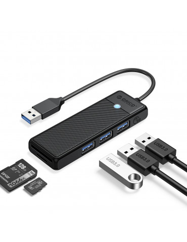 Хъб Orico USB3.0 HUB, 3 x USB3.0, SD, TF - PAPW3AT-U3-015-BK