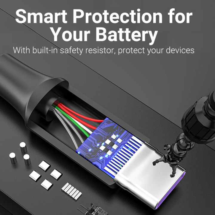 Кабел Vention USB 3.1 Type-C / USB 2.0 AM - 2.0M Black 5A Fast Charge - CORBH