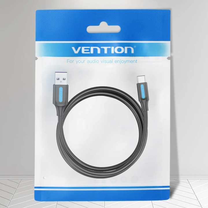 Кабел Vention USB 3.1 Type-C / USB 2.0 AM - 2.0M Black 5A Fast Charge - CORBH