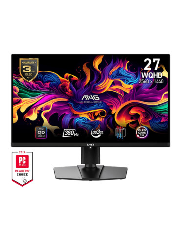 Монитор MSI MAG 271QPX QD-OLED, 26.5", 360Hz, 0.03ms, WQHD 2560x1440, Oled Care 2.0, ClearMR 13000, HDR True Black 400, AI VISION, DP, HDMI, Type-C - 9S6-3CD89T-001