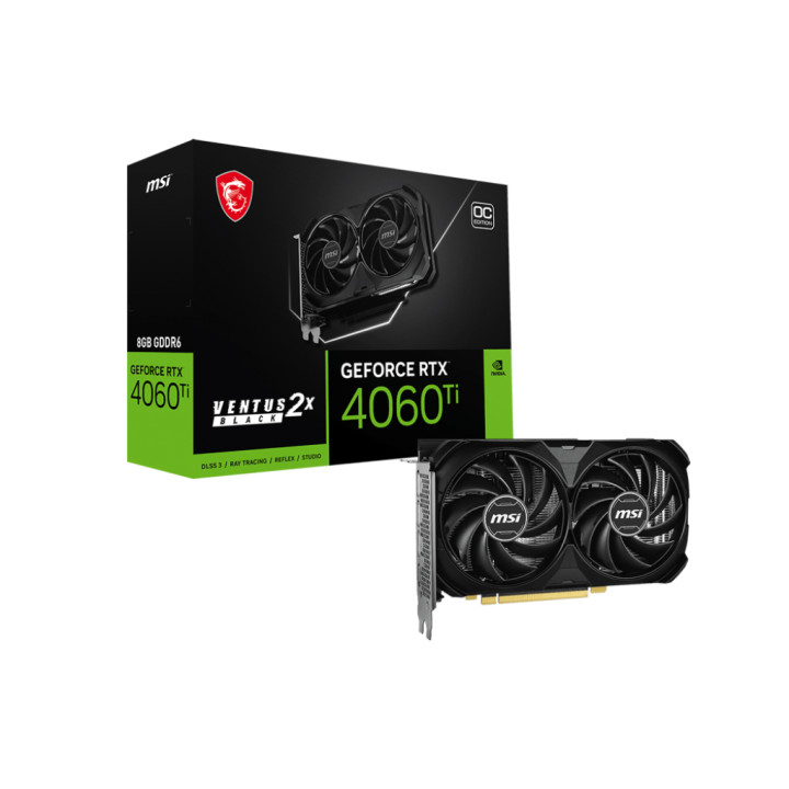 Видео карта MSI Nvidia GeForce RTX 4060 Ti VENTUS 2X BLACK 8G E1, 8GB GDDR6, 128bit - 912-V512-013