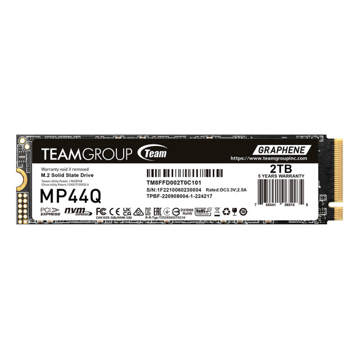 SSD диск Team Group 2TB  MP44Q, M2 2280, PCIe Gen4x4, R/W: 7400/6500 MB/s - TM8FFD002T0C01
