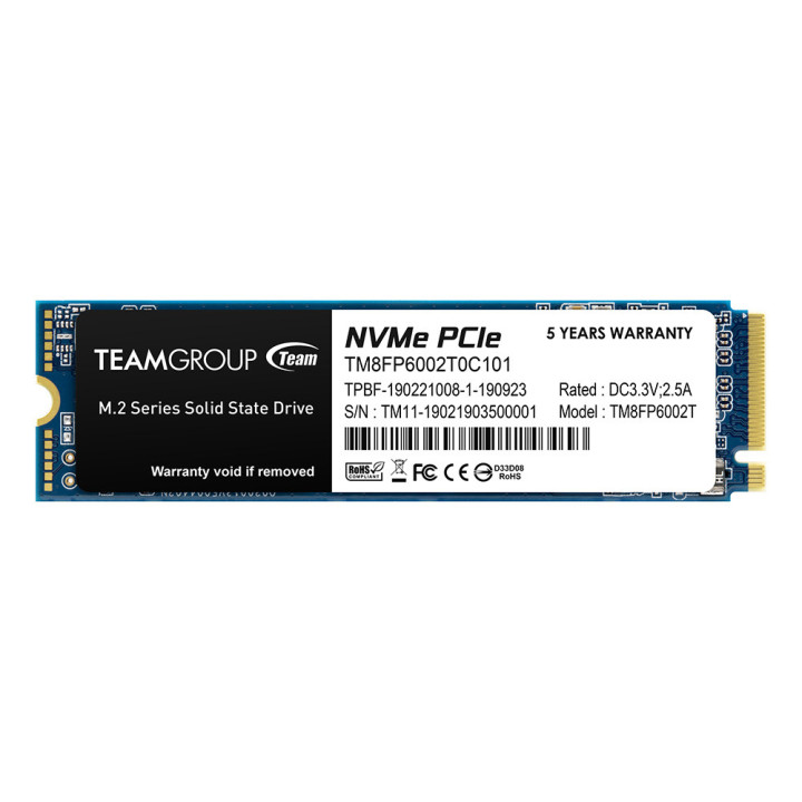 SSD диск Team Group 2TB MP33, NVMe, M.2 (2280), W/R: 1800/1500MB/s - TM8FP6002T0C101