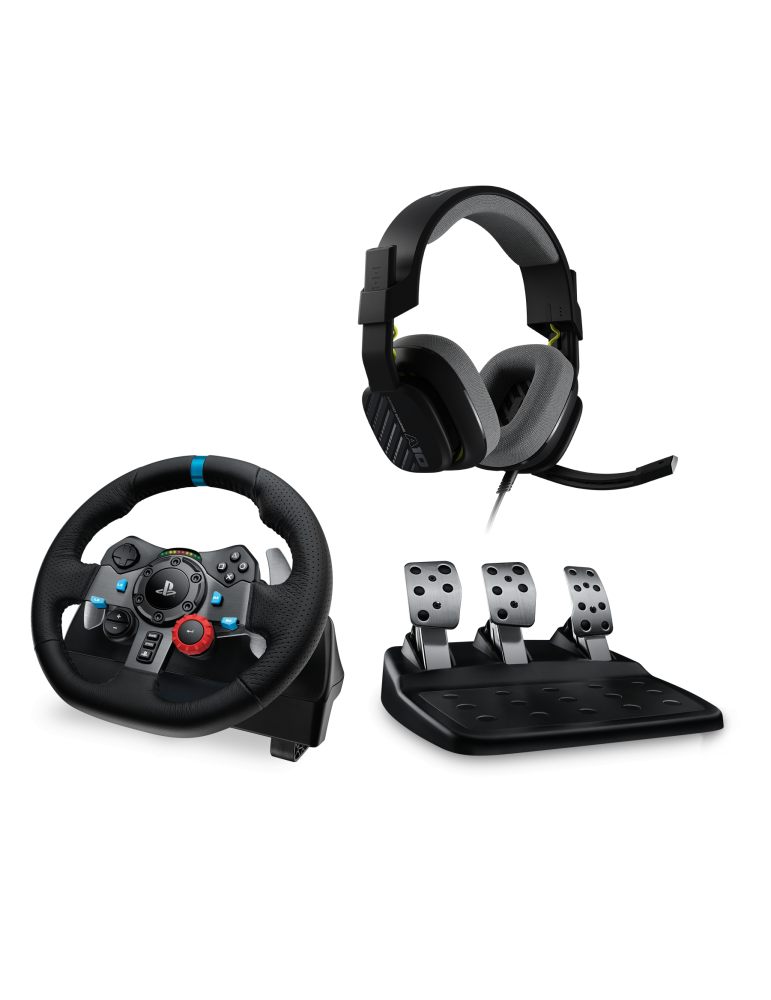 Волан Logitech Driving Force G29 PS3/PS4/PS5/PC в комплект с геймърски слушалки Astro A10 - 991-000486
