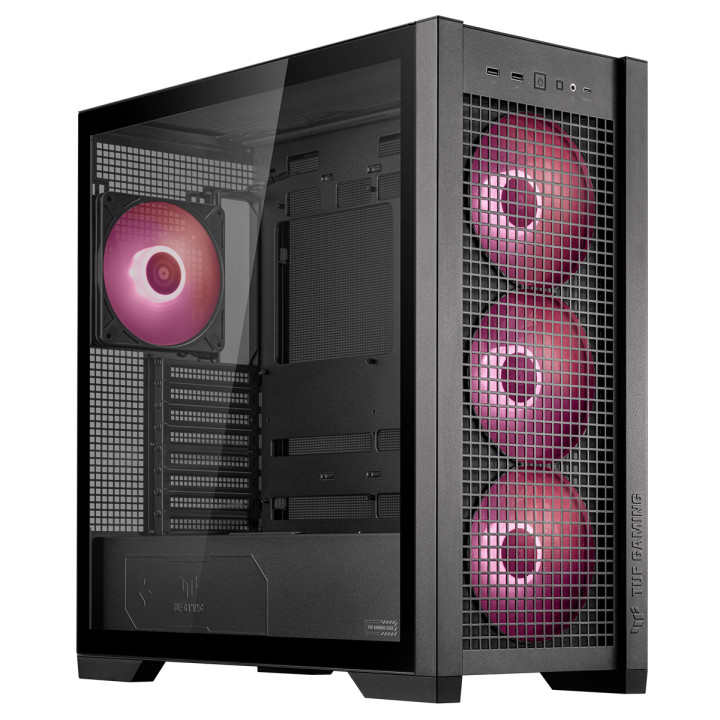 Кутия за компютър Asus TUF GAMING GT302 Tempered Glass, ARGB, Black - 90DC00I0-B19000