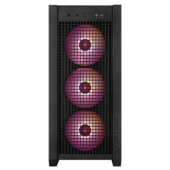 Кутия за компютър Asus TUF GAMING GT302 Tempered Glass, ARGB, Black - 90DC00I0-B19000