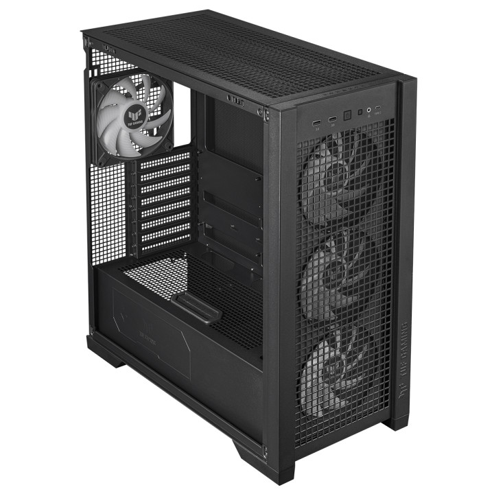 Кутия за компютър Asus TUF GAMING GT302 Tempered Glass, ARGB, Black - 90DC00I0-B19000