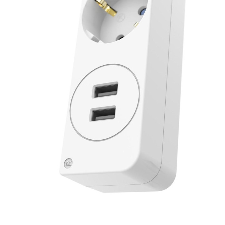 Разклонител HAMA USB 3.4A, 5 гнезда, 2x USB, 3400mA, 1.4м, 3680W, Бял - 223183