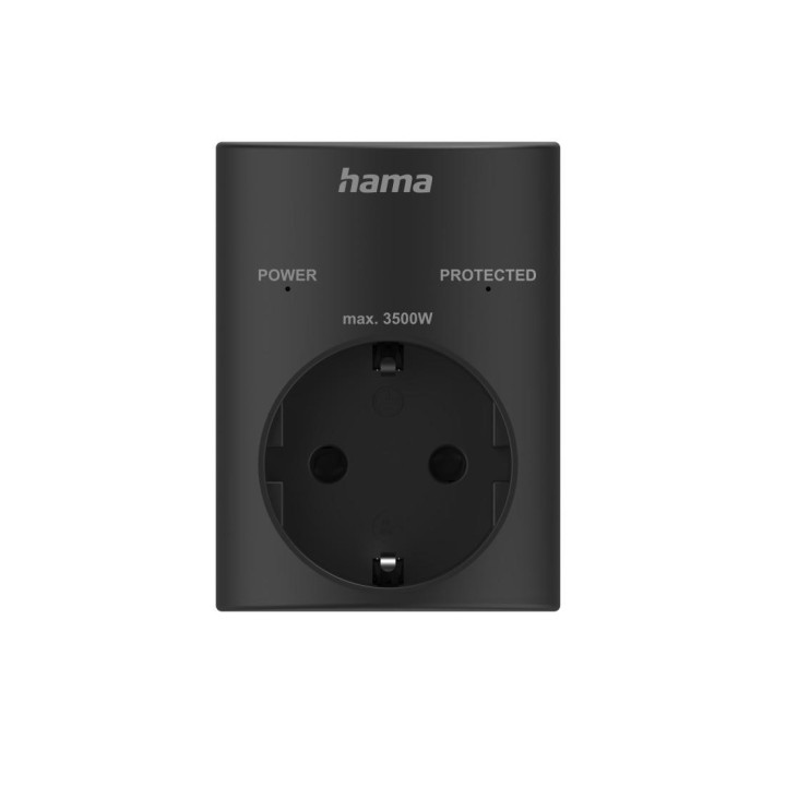 Контакт с вградена защита от пренапрежение Hama, черен - 223322
