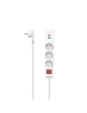 Разклонител HAMA USB-C/USB-A 3.4A, 3 гнезда, 2x USB, PD/Quick charge, макс 18W, 1.4м, 3680W, бял - 223185