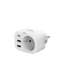 Мултипортов контакт HAMA, 4 гнезда, 1 x USB-C PD, 2 x USB-A, 20W, Бял - 223342