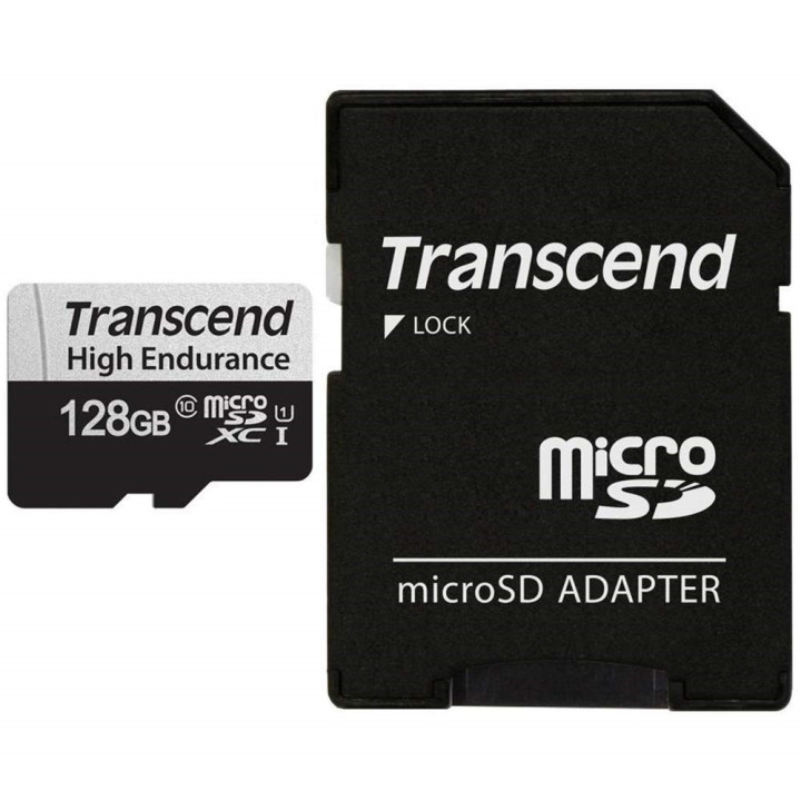 Карта памет Transcend 128GB micro SD w/ adapter U1, High Endurance - TS128GUSD350V