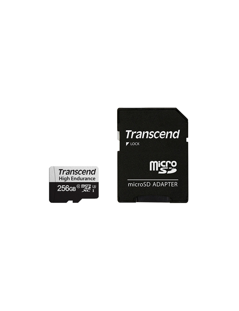 Карта памет Transcend 256GB micro SD w/ adapter U3, High Endurance - TS256GUSD350V