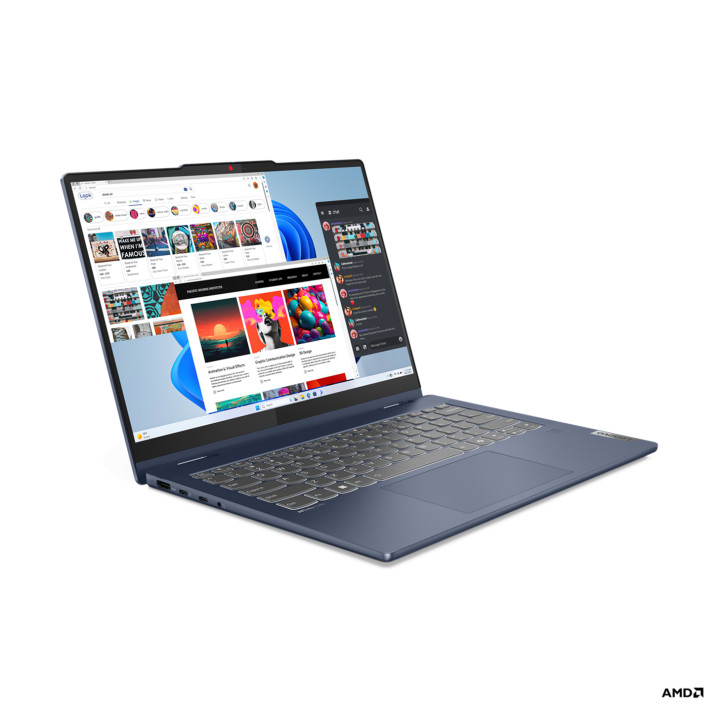 Лаптоп Lenovo IdeaPad 5 2-in-1 14AHP9, AMD Ryzen 5 8645HS, NPU Integrated AMD Ryzen AI, 14" WUXGA IPS 300nits Glossy, TUV Low Blue Light, Glass, Touch, 16GB RAM, 512GB SSD - 83DR0018BM