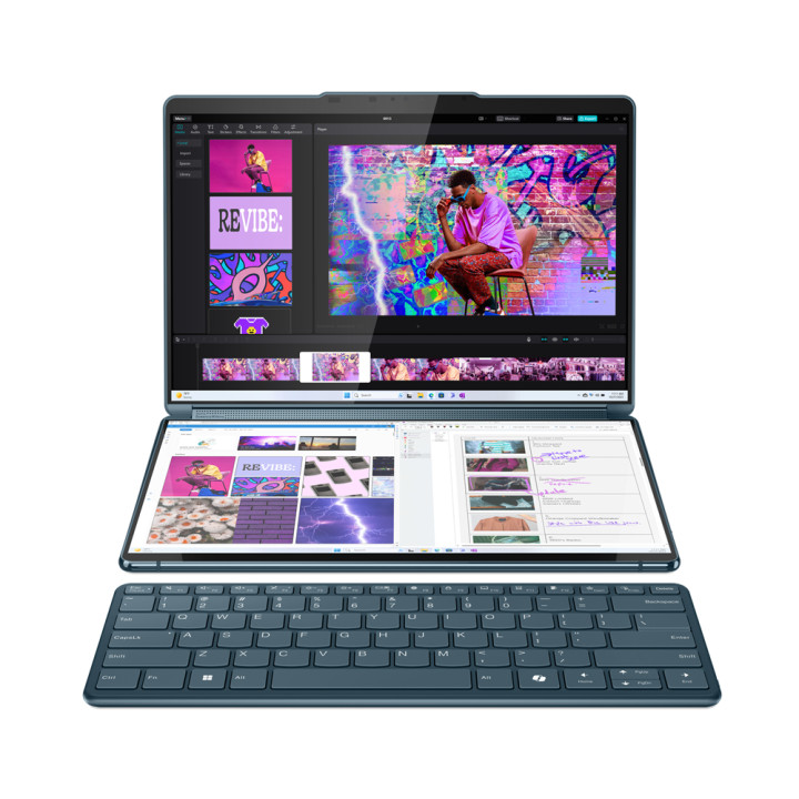 Лаптоп Lenovo Yoga Book 9 13IMU9, Intel Core Ultra 7 155U, 13.3" 2.8K WQXGA, OLED 400nits Glossy, Anti-fingerprint, 100% DCI-P3, Eyesafe, Dolby Vision, DisplayHDR™ True Black 500, Touch, 32GB  RAM, 1TB SSD, Win 11 Home - 83FF001YRM