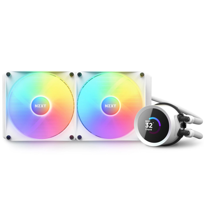 Водно охлаждане за процесор NZXT Kraken 280 RGB White, LCD Display - RL-KR280-W1