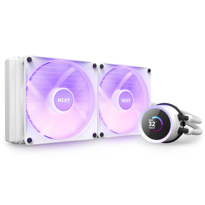 Водно охлаждане за процесор NZXT Kraken 280 RGB White, LCD Display - RL-KR280-W1