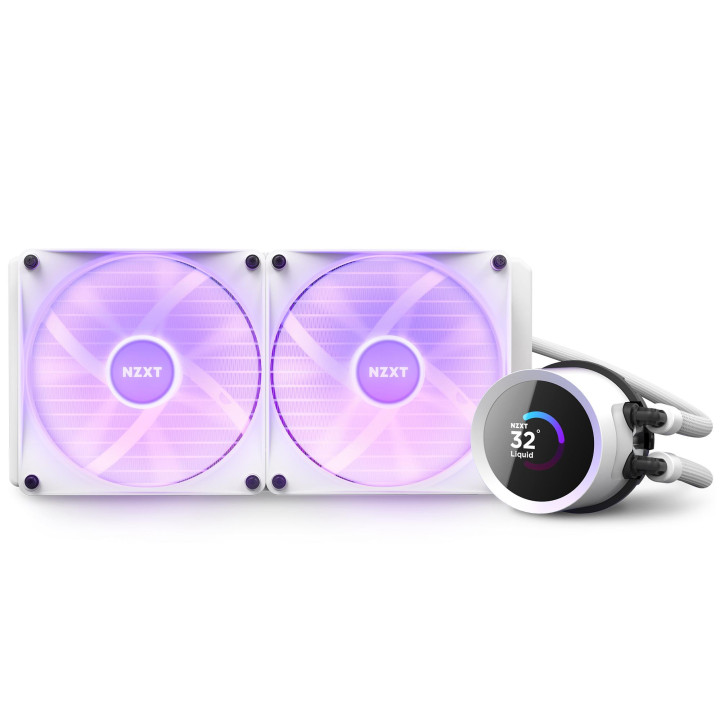 Водно охлаждане за процесор NZXT Kraken 280 RGB White, LCD Display - RL-KR280-W1