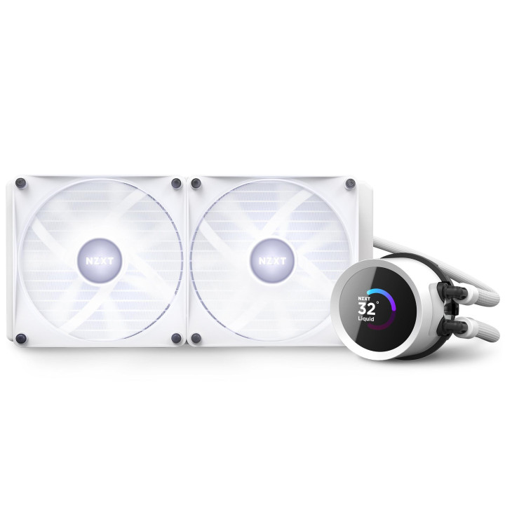 Водно охлаждане за процесор NZXT Kraken 280 RGB White, LCD Display - RL-KR280-W1