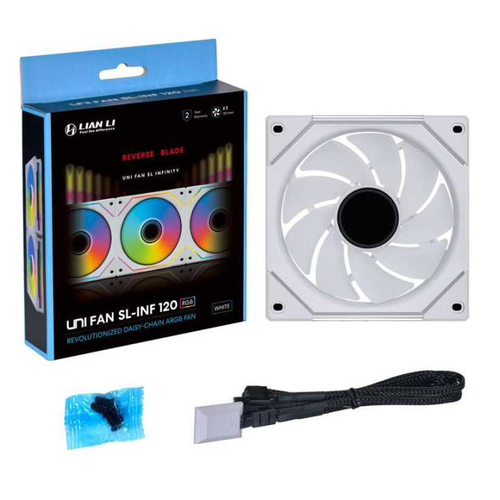 Вентилатор Lian-Li UNI SL-INF Reverse Blade, 120 мм, ARGB PWM, Бял - G99.12RSLIN1W.00