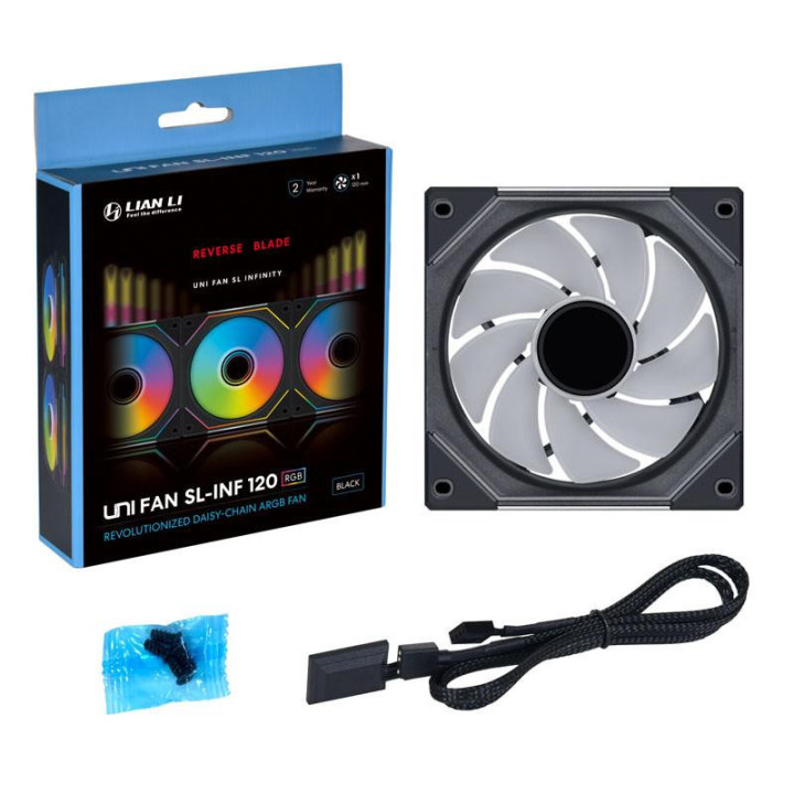 Вентилатор Lian-Li UNI SL-INF Reverse Blade, 120 мм, ARGB PWM, Черен - G99.12RSLIN1B.00