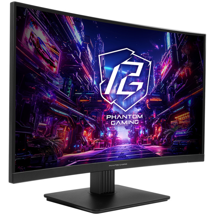 Монитор AsRock PG27QRT1B Curved, 27" QHD(2560x1440) VA, Anti-Glare, 180 Hz, 132% sRGB, 5000:1, 1ms (MPRT), AMD FreeSync, Flicker-free, Tilt, VESA, 2x 2W Speakers, HDMI 2.0, DP 1.4