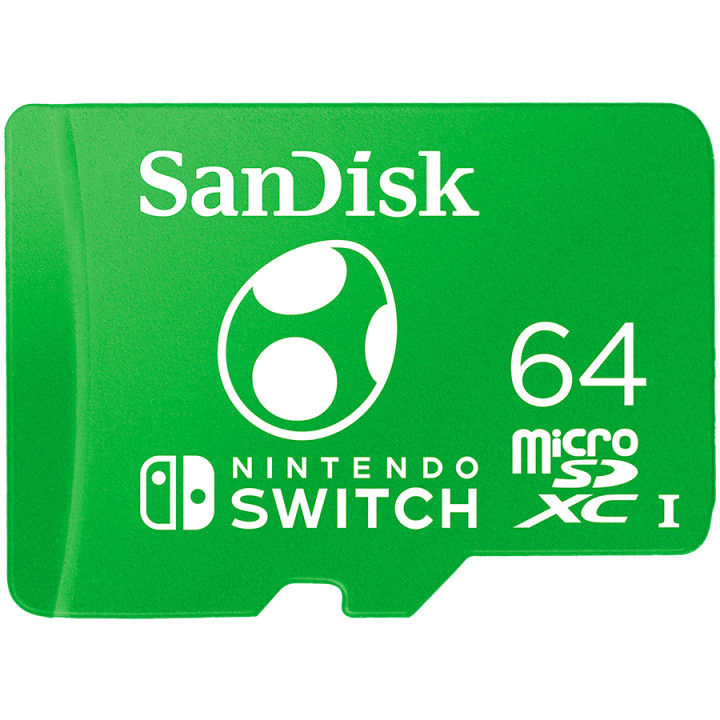 SD карта Sandisk Nintendo MicroSDXC UHS-I card for Nintendo Switch, Yoshi Edition- 64GB, Up to 100MB/s read; up to 90MB/s write - SDSQXAO-064G-GN6ZN