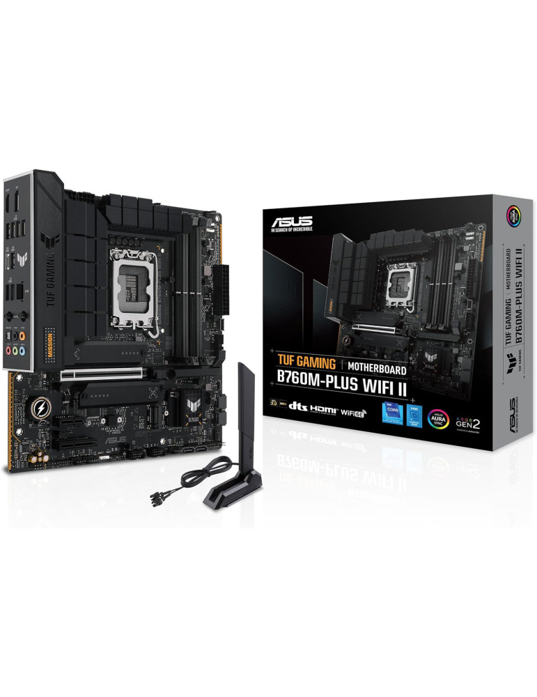 Дънна платка Asus TUF GAMING B760M-PLUS WIFI II, LGA1700 Micro-ATX, 4x DDR5, PCIe 5.0, WiFi 6 - 90MB1HE0-M0EAY0
