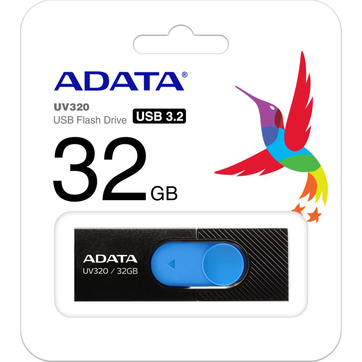 Флаш памет Adata 32GB USB UV320 BLACK - AUV320-32G-RBKBL