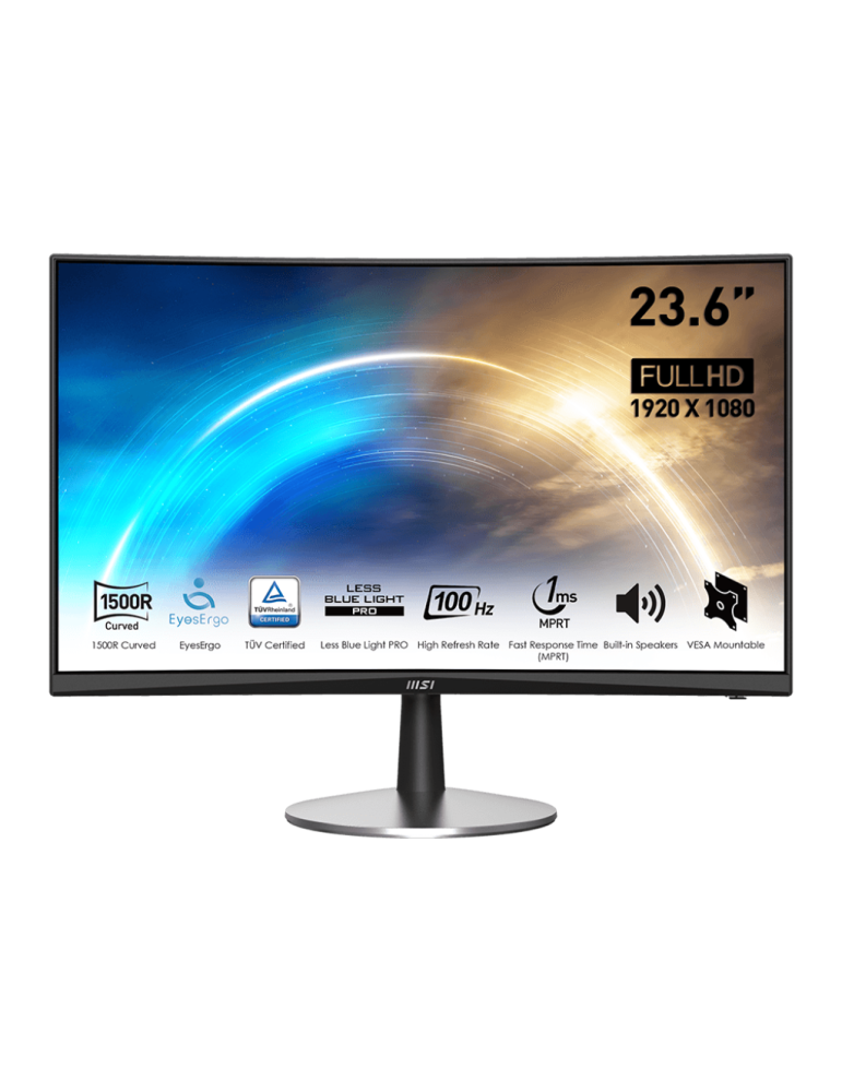 Монитор MSI PRO MP2422C, 23.60" CURVED, 1920 x 1080, FHD VA Anti-glare, 4ms (GTG Min.) 1ms MPRT, 100Hz, HDMI,  D-Sub - 9S6-3PB0CM-019