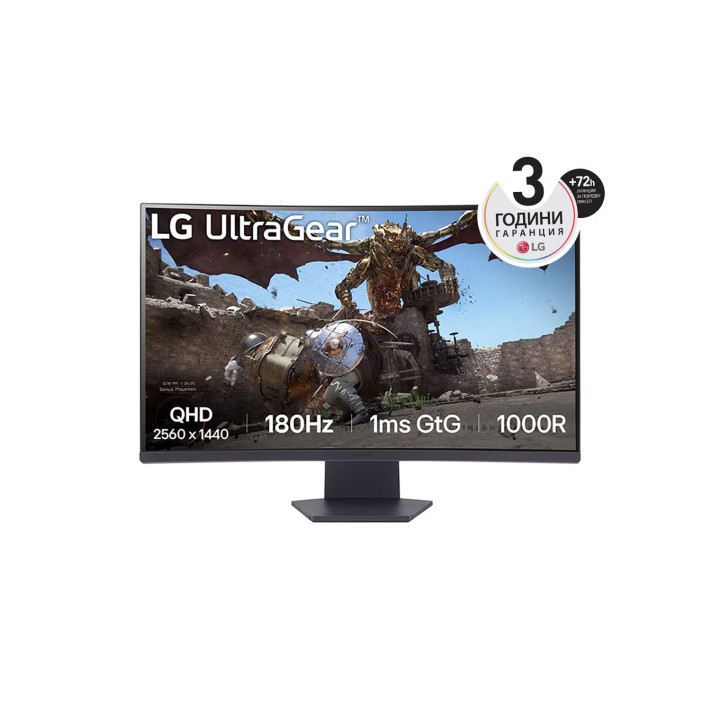 Монитор LG 32GS60QC-B, 31.5", 2560 x 1440, VA, 1ms (GtG at Faster), 180Hz, DisplayPort, HDMI - 32GS60QC-B.AEUQ