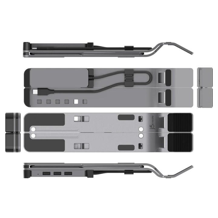 Поставка за лаптоп j5create JTS223, 4 портов USB-C хъб, Алуминиева - JTS223
